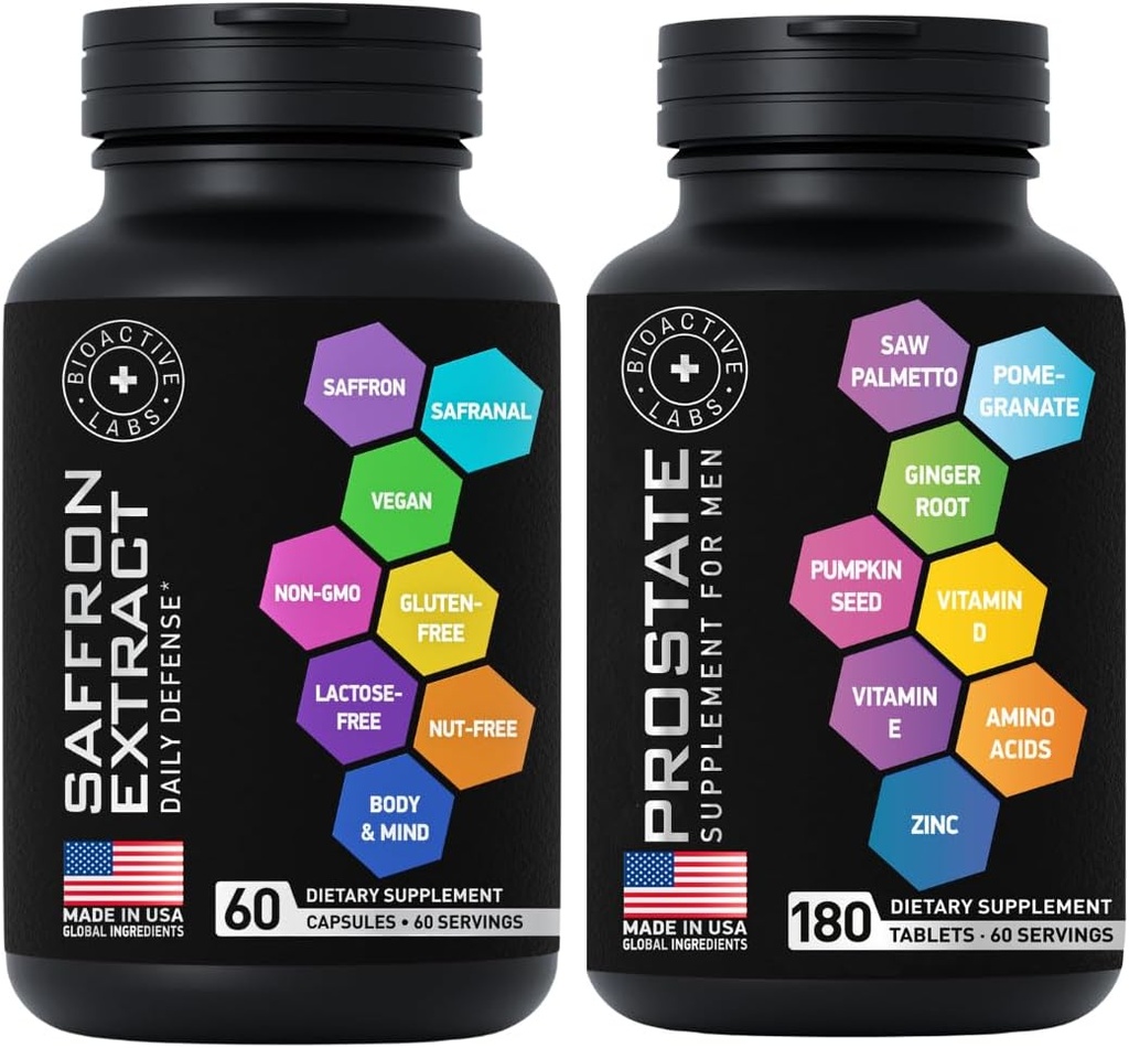 Prostate Supplements with Saw Palmetto and Pure Saffron Extract Capsules Men's Health Support Sche
