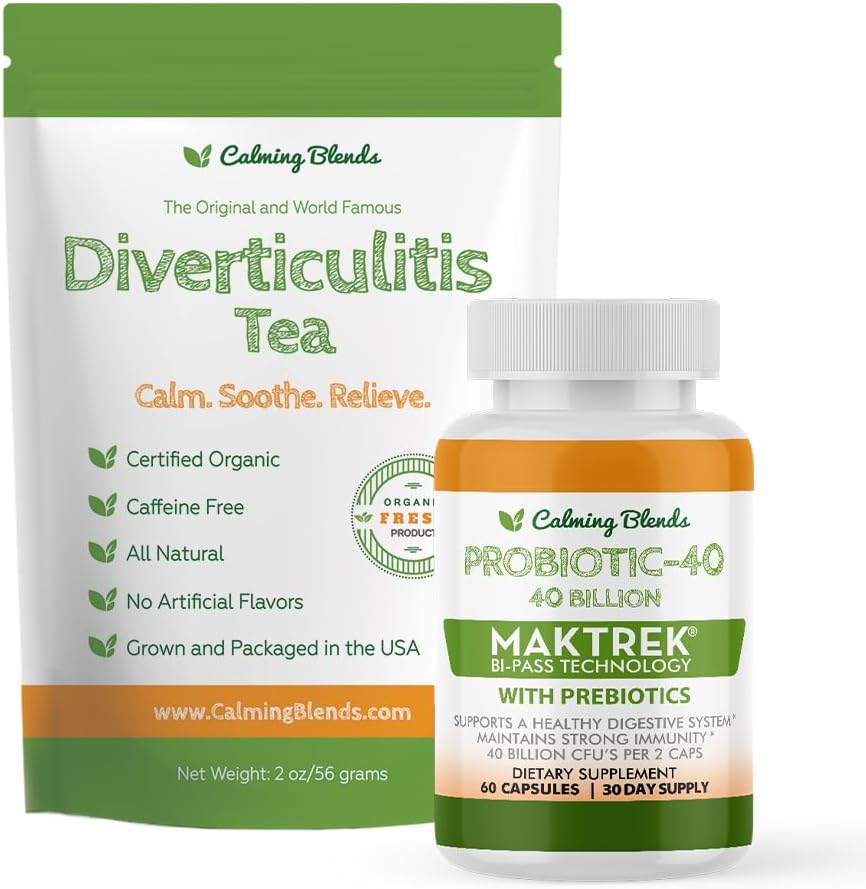 Digestive Support Tea & Probiyotik Supplement (40 Milyar CFU, 60 Capsules) | Herbal Tea ve Probiyotik Duo for Digestive Comfort & Gut Health