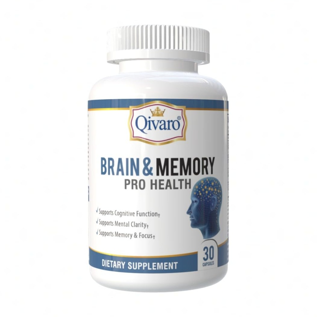 Beyin & Memory Pro Health - Bilişsel Fonksiyonlar için Doğal Destek - Beyin Sağlığı için Zihin ve Hafıza Tamamı - Vegan ve Non-GMO - ABD'de Made - 30 Capsules