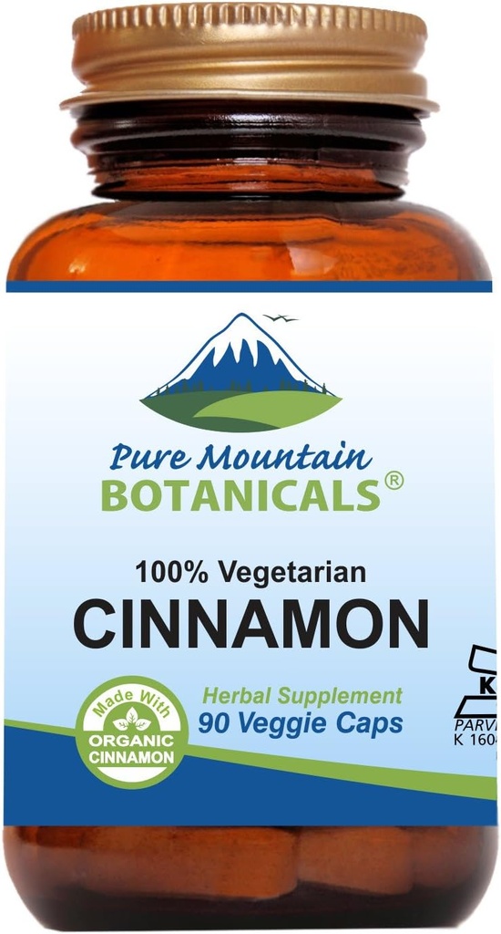 Saf Dağ Botanikleri Cinnamon Capsules - Kosher Vegan Pills Organik Cassia Cinammon Bark Supplement