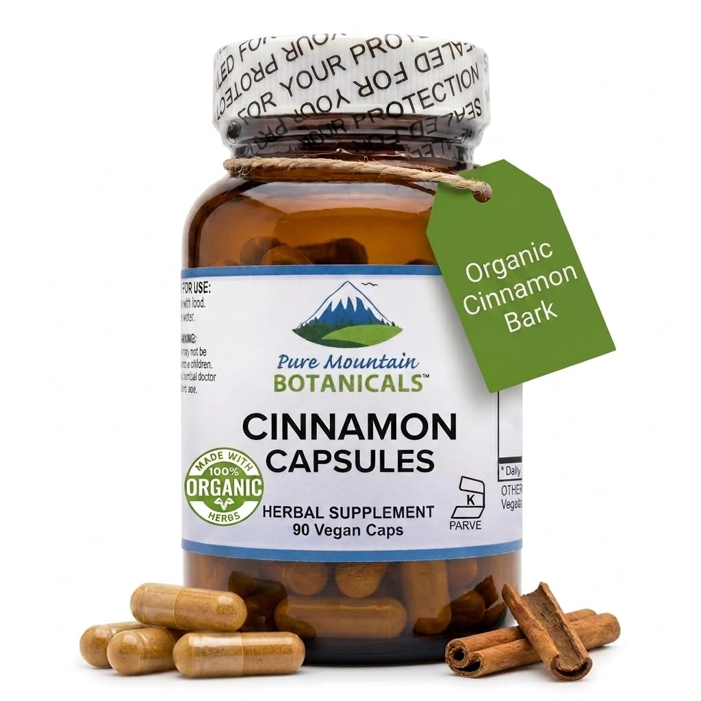 Saf Dağ Botanikleri Cinnamon Capsules - Kosher Vegan Pills Organik Cassia Cinammon Bark Supplement