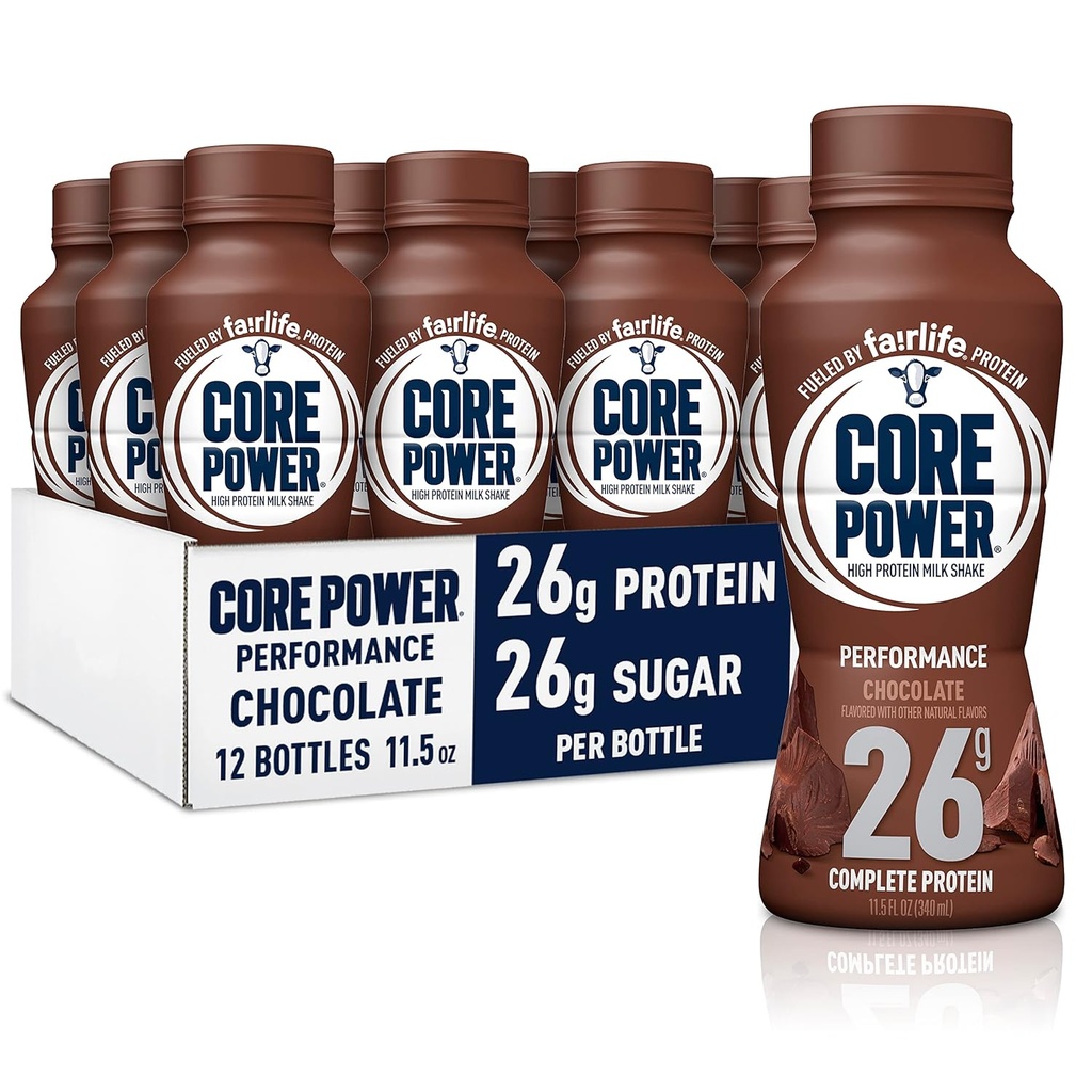 Core Power Fairlife 26g protein Süt Shakes, Workout Recovery için İçmeye Hazır, Chocolate, 11.5 Fl Oz (Brook of 12)