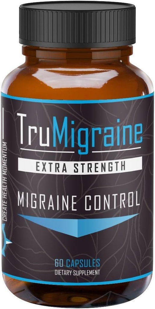 TruMigraine Relief & Prevention | All Natural Migraine Supplements for Headache Relief | Malzemeler: Riboflavin, Feverfew, Paraben Free Butterbur, & Ginkgo Biloba | 60 Veggie Capsules