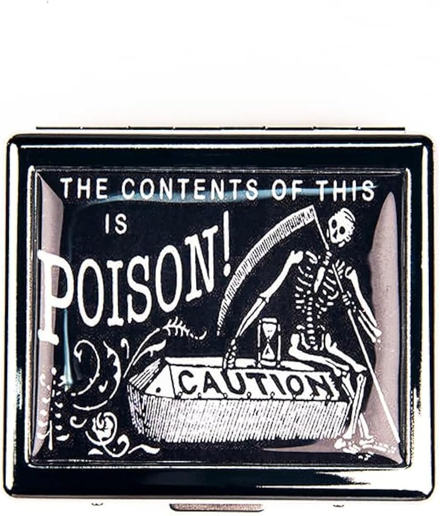 Vintage Poison Προσοχή 7 Ημέρες χρωμάτισε γυαλιστερό Silver Hill Organizer με καθρέφτη μέσα έχει 8 ξεχωριστά διαμερίσματα Ορθογώνιο 7 Ημέρες Χάπια κουτί χάπια περίπτωση