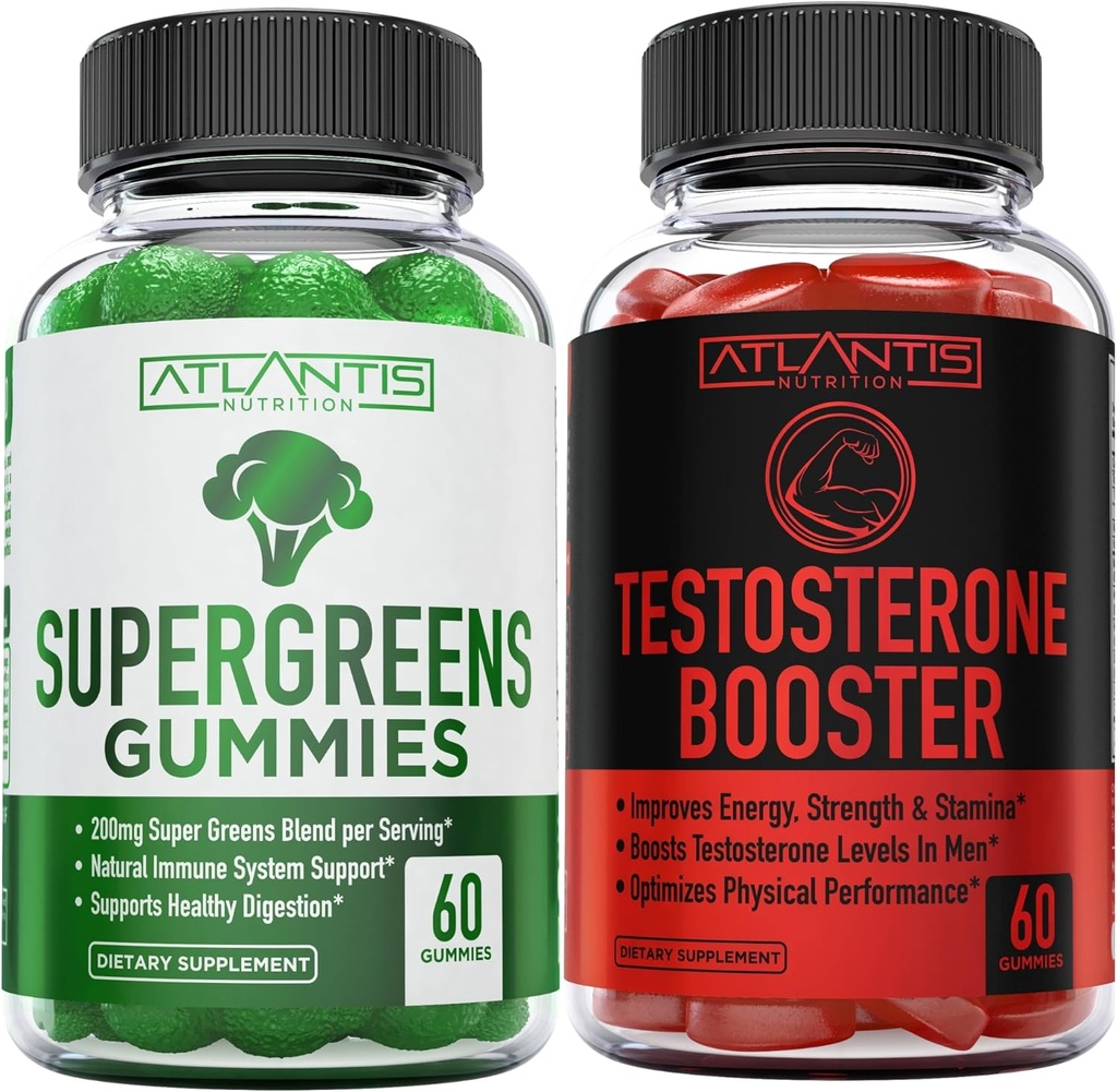 Atlantis Beslenme Supergreens 60 Gummies + testosteron ATM 2Pack (120 Gummies)