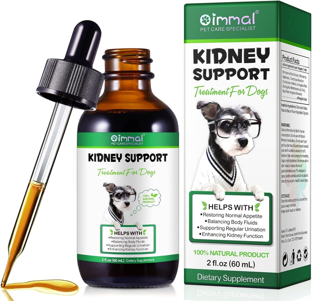 Kidney Köpeklere Destek - Kidney Support Supplement, Supports Immune, Urinary & Kidney Health Function, Natural Herbal Supplement (2 Fl Oz)