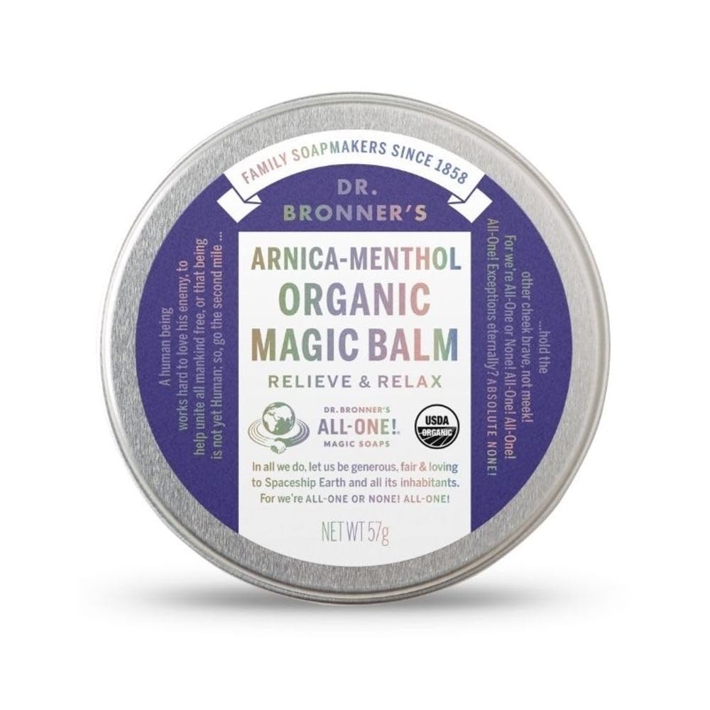 Dr. Bronner'ın - Organik Magic Balm (Arnica-Menthol, 2 Ounce) - Organik Arılarwax ve Organik Hemp Petrol, Relieves ve Relaxes Sore Kass ve Achy Ortakları, Moisturizes ve Soothes