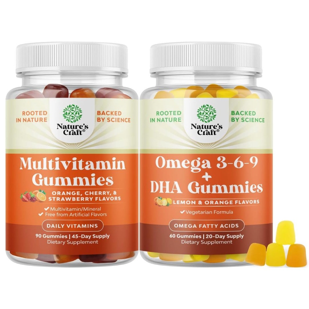 Multivitamin Gummies - Halal Multivitamin Gummy with B12 Biotin çinko & Vitamin D and Vegetarian Omega 3 6 9 DHA Gummies for Brain Bone Heart Health and Joint Support - Burpless Fish Free