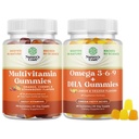 Multivitamin Gummies - Halal Multivitamin Gummy with B12 Biotin çinko & Vitamin D and Vegetarian Omega 3 6 9 DHA Gummies for Brain Bone Heart Health and Joint Support - Burpless Fish Free
