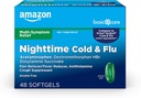 Basic Care Nighttime Cold and Flu Relief Softgels, 6 ώρες Ψυχρή Ιατρική, Ανακουφίζει τα μείζονα συμπτώματα γρίπης ώστε να μπορείτε να ξεκουραστείτε, 48 κόμης (πακέτο του 1)