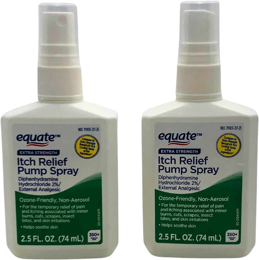 Equate Extra Strength Itch Relief Pump Spray - 2,5 oz, (2 Pack)
