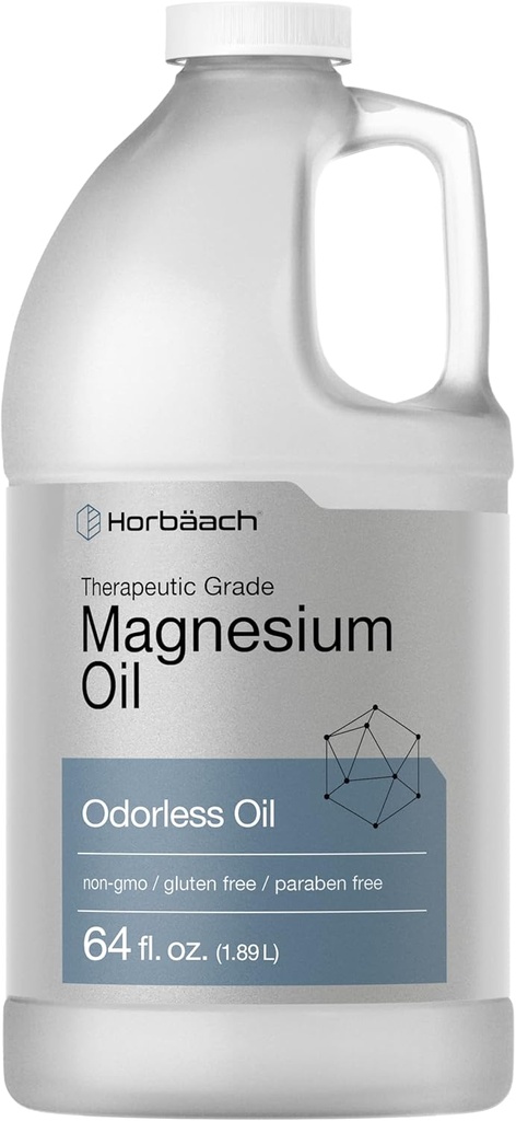 Horbäach Magnezyum Oil | 64 fl. oz | Tedavi Sınıfı | Vejetaryen, Non-GMO, Gluten Free ve Paraben Free Odorless Formula