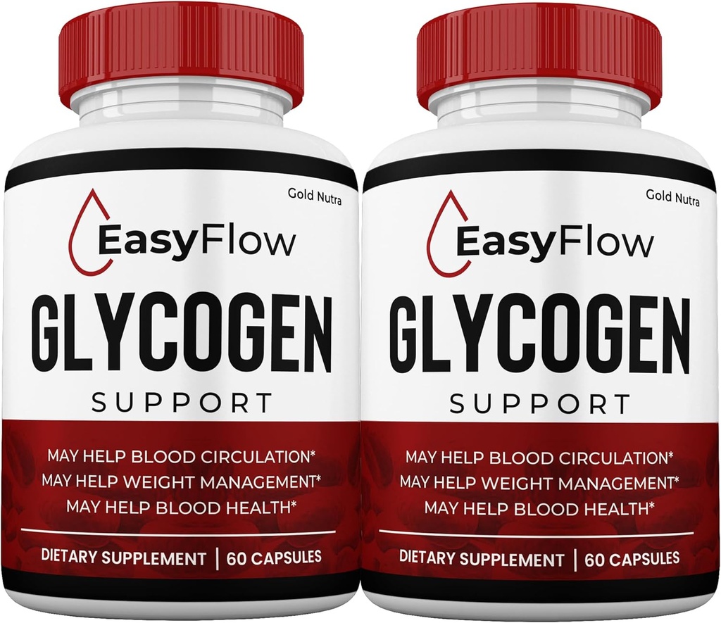 (2 πακέτο) EasyFlow κάψουλες υποστήριξης αίματος, εύκολη ροή χάπια Glyco, Glyco Optimizer κάψουλες συμπλήρωμα γλυκογόνου, 2 μήνες προσφοράς
