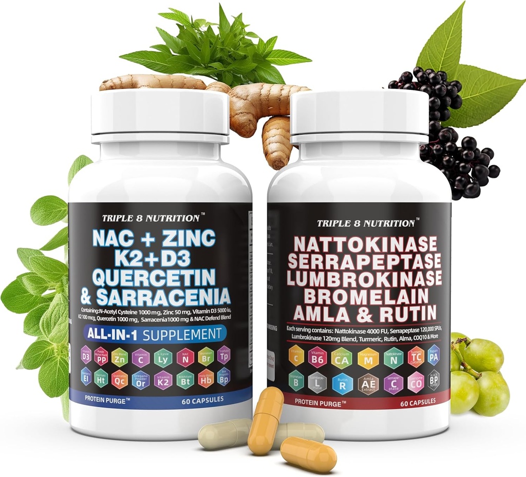 Protein Purge 28 Supplements Formula Nattokinase Bromelain NAC Blend Turmeric Curcuminin