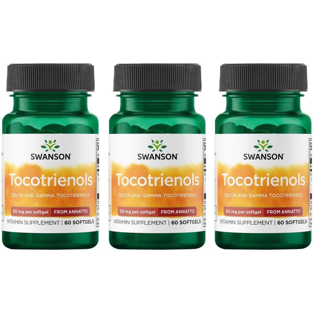 Swanson Deltagold Tocotrienols-Annatto Tocotrienols Υποστηρίζοντας υγιή επίπεδα χοληστερόλης Ήδη μέσα στο κανονικό εύρος-βιταμίνη E Tocotrienols 99% χωρίς τοκοφερόλη (60 Softgels, 50mg έκαστο) (3 Pack)