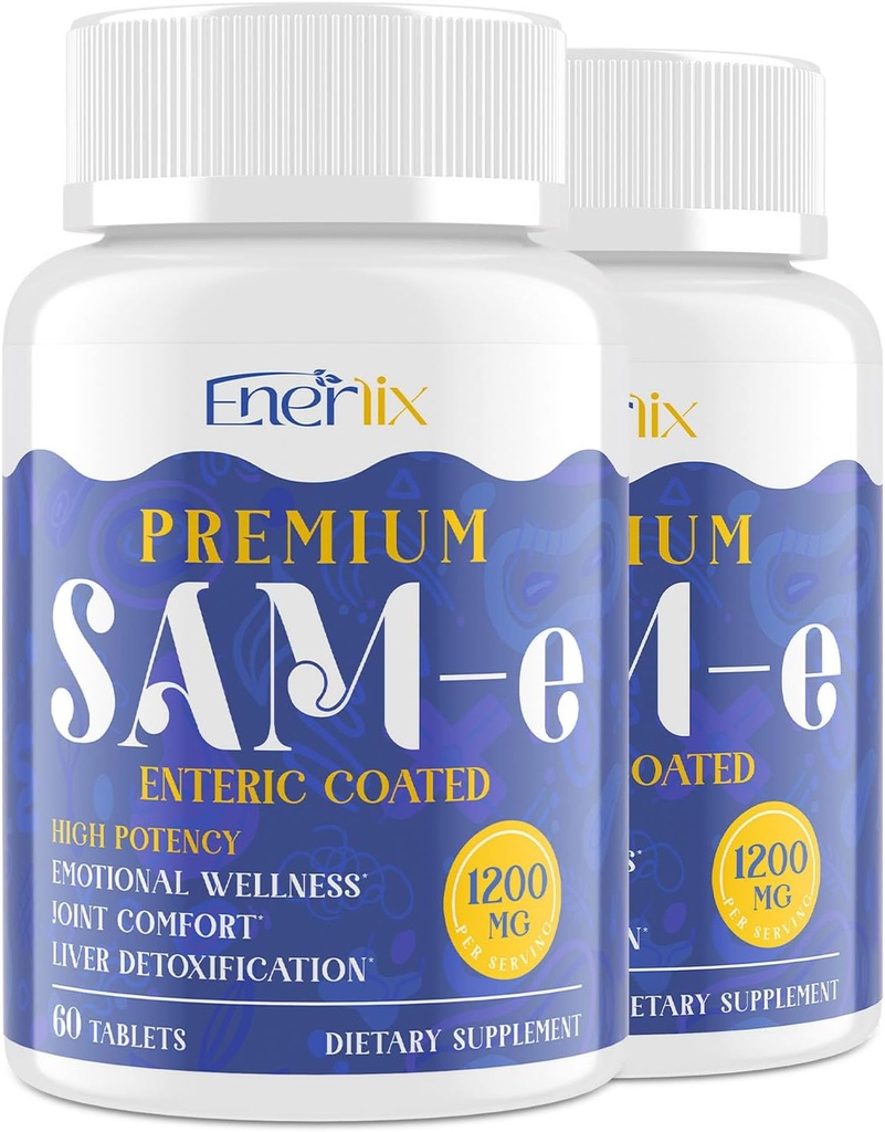 Beyin için 1200 MG SAM e Supplement, Mood, Ortak ve Liver, High Abors SAM-e (S-Adenosyl-L-Methionine) CoQ10, 5-HTP, Giriş 120 Tablet, Vegan