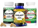 Lunakai USA 3in-1 Supplement Capsule Pack – Shilajit, İrlandalı Deniz Moss & Superfood Meyveleri ve Veggies