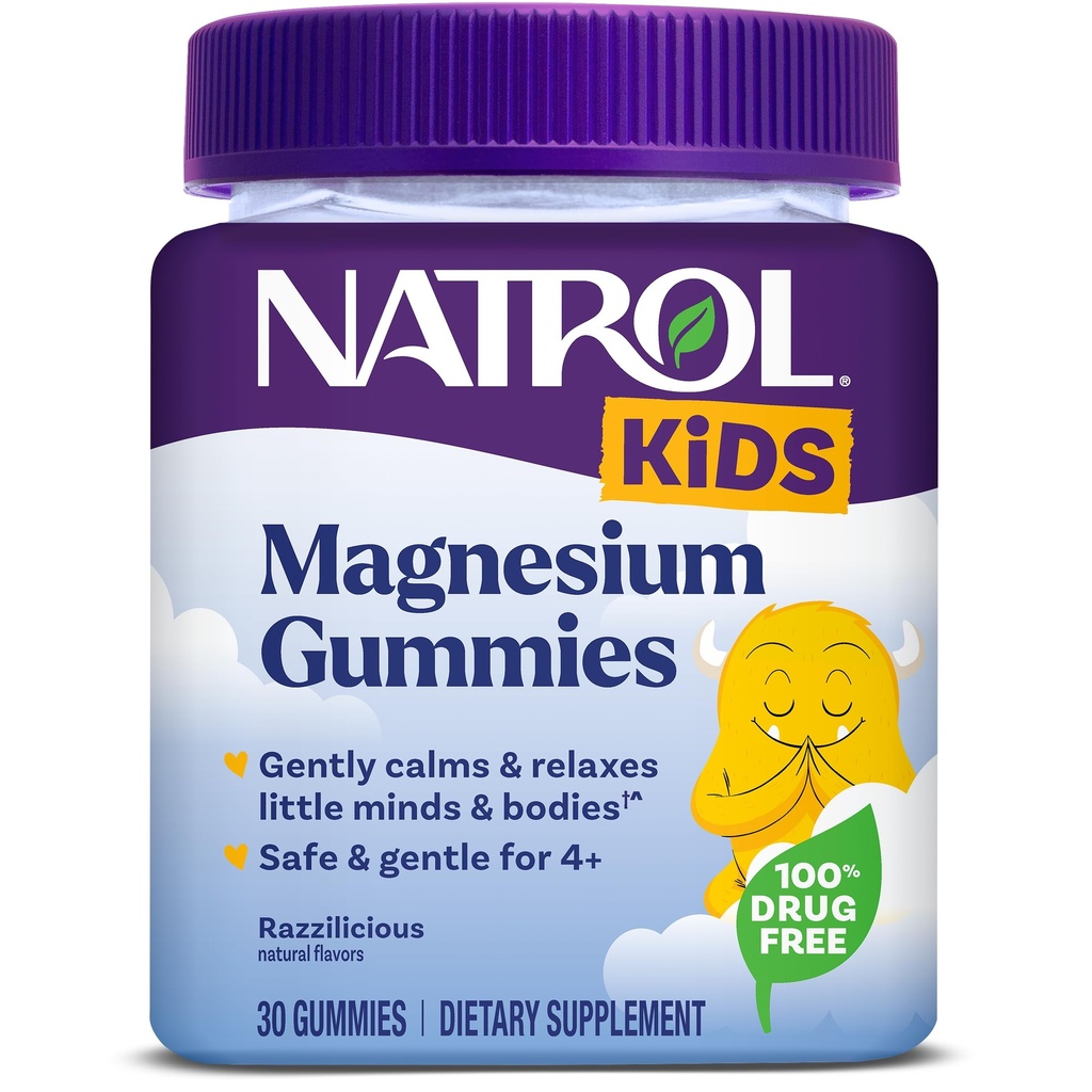 Natrol παιδιά Μαγνήσιο Citrate Gummies, Ήρεμα και χαλαρώστε μικρά μυαλά και σώματα, Plus Υποστήριξη υγιής χαλάρωση μυών και λειτουργία, 30 Razilicious Gummies, Μέχρι 30 ημέρες προσφοράς