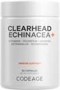 Kodaj Clearhead Echinacea+ Tamam - Echinacea, Schisandra, Firefew, Coptis, American Ginseng, Astragalus, Garlic, Probiyotikler, C & D3, çinko, Selenium - Clear Head Vitamin - 90 Capsules
