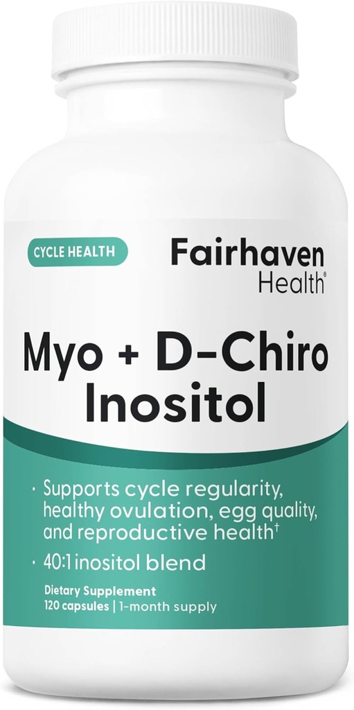 Fairhaven Health Myo-Inositol and D-Chiro Inositol Supplement for Women | 40:1 Oran | Kadın ve Hormon Dengesi için Kadın Davranış Tamam * | Vegan | 120 Myo & D-Chiro Inositol Capsules