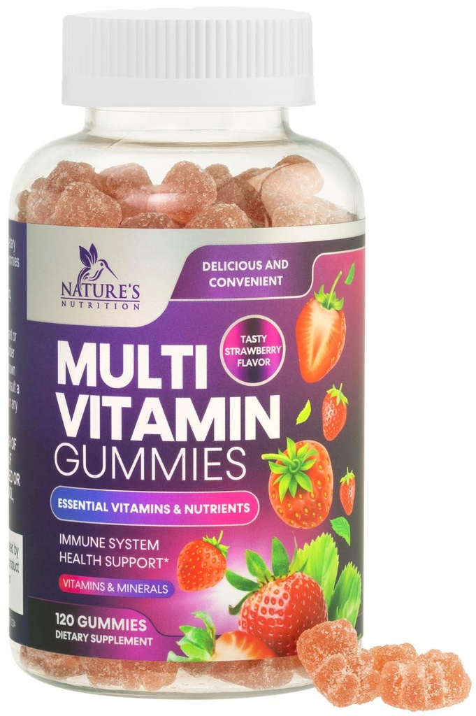 Yetişkinler için Çokvitamin Gummies, Daily Gummy Vitamins & Minerals with Vitamins A, C, D, B12 for Women & Men, Immune Support Gummy Multivitamins Supplement, Adult Multi VIT Vitamin - 120 Gummies