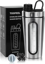 TOOFEEL Shaker Şişeler Protein Mixes 28 oz Paslanmaz Çelik Protein Shaker 2 Mix Ball ile Kalmıyor, Soğuk / Sıcak, Visible Pencere Metal Shaker Cups, Leakproof, Faraday Free Şişe Shaker
