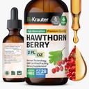 BIO KRAUTER® Hawthorne Berry Supplement - Pure Vegan Hawthorn Berry Liquid Drops 655 mg In Service 2 Fl.Oz 28 Days of Supply - General Support & Daily Wellness - Alkol & Sugar Free