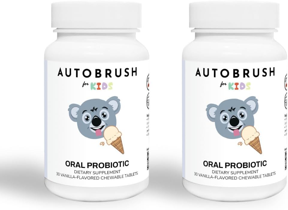autobrush Kids Oral-Care Slow Dissolve Probiyotik Tabletler | Diş Tamamları | Sağlık Dişleri ve Gums | Dengeli Ağız Biome| 30 Kont (Vanilla) (2) (2)