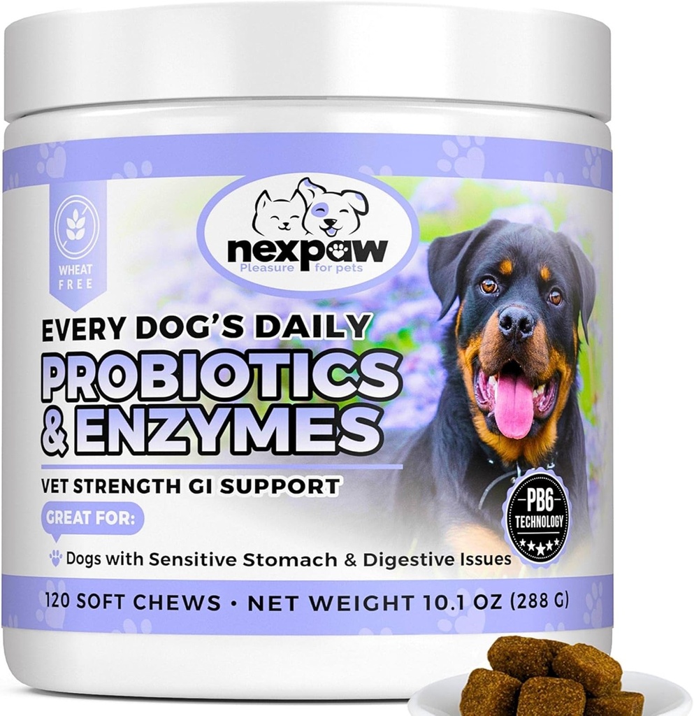 Dog Probiyotiks and Digestive Enzymes - Relief Diarrhea, Dog Gas, Bloating, Constipation, Upset Stomach - Pet Digestive Support - Soft Chews Probiyotiks for Dogs & Puppies