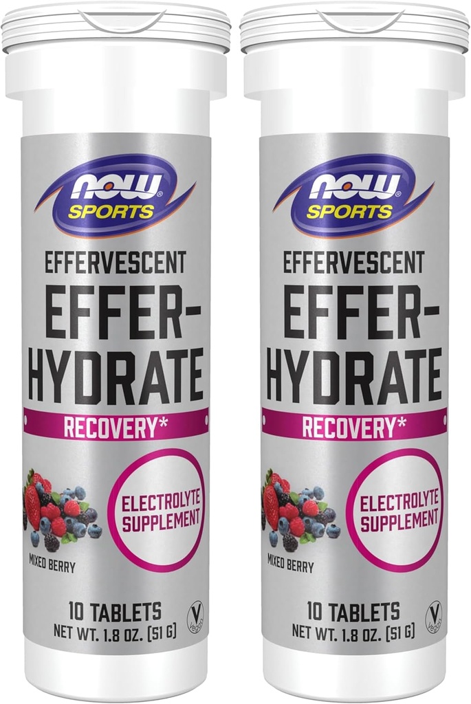 Şimdi Spor Beslenmesi, Effervescent Effer-Hydrate, Electrolyte Supplement, Recovery*, Karma Berry, 10 Tablet (Pack of 2)