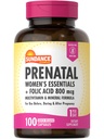 Sundance Prenatal Multivitamin | Folic Acid | 100 Hızlı Yayın Kapsülleri | 800 mcg | Non-GMO, Gluten Free Supplement for Women