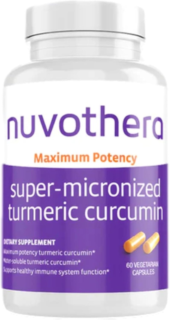 Nuvothera Super-Micronized Turmeric Curcumin Κάψουλες 1-Month Supply ταχεία απορρόφηση, ολική ρίζα, μη-GMO, υποστηρίζει αρθρώσεις, δέρμα, υγεία των ούλων και αντιοξειδωτικά (60 κάψουλες)