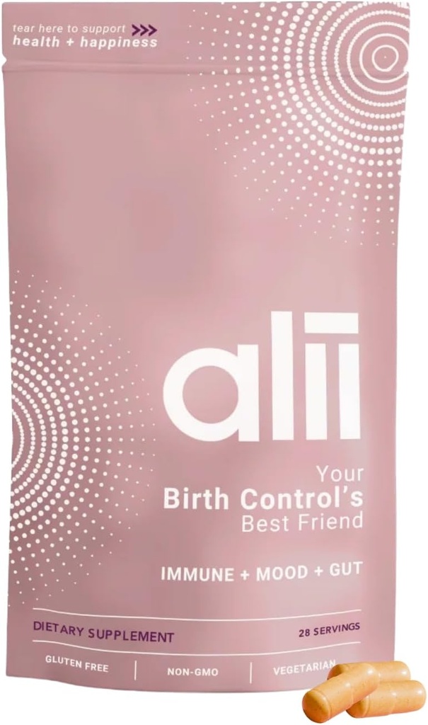 Alii, Doğum Kontrolünün En İyi Dostu, Kadınlar için Tamam, Hormonal Doğum Kontrolü, Destek Enerji + Gut, 14 Nutrients, 28 Hizmet