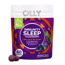 OLLY Immunity Sleep Gummy, Immune ve Sleep Support, 3 mg Melatonin, Echinacea, çinko, C vitamini, Chewable Supplement, Berry - 60 Count