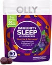 OLLY Immunity Sleep Gummy, Immune ve Sleep Support, 3 mg Melatonin, Echinacea, çinko, C vitamini, Chewable Supplement, Berry - 60 Count