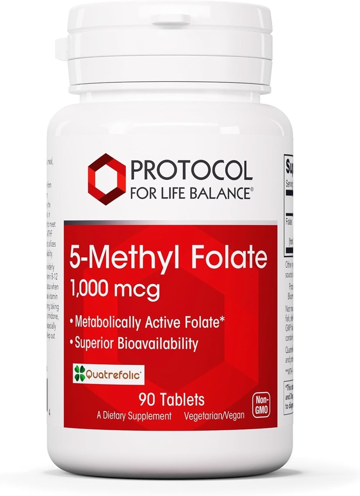 PROTOCOL FOR LIFE BALANCE 5Methylfolate 1000 Live - Üstün Methylfolate Bioavailability - for Brain Support - Folate Supplement for Women & Men - Kosher & Vegan - 90 Tabs