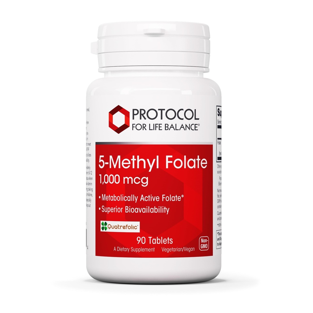 PROTOCOL FOR LIFE BALANCE 5Methylfolate 1000 Live - Üstün Methylfolate Bioavailability - for Brain Support - Folate Supplement for Women & Men - Kosher & Vegan - 90 Tabs