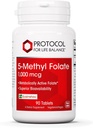 PROTOCOL FOR LIFE BALANCE 5Methylfolate 1000 Live - Üstün Methylfolate Bioavailability - for Brain Support - Folate Supplement for Women & Men - Kosher & Vegan - 90 Tabs