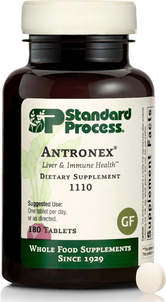 Standard Process Antronex - Συμπλήρωμα ηπατικής υγείας - Χωρίς γλουτένη, μη γαλακτώδη & μη σόγια - 180 δισκία (180 σερβιέτες)