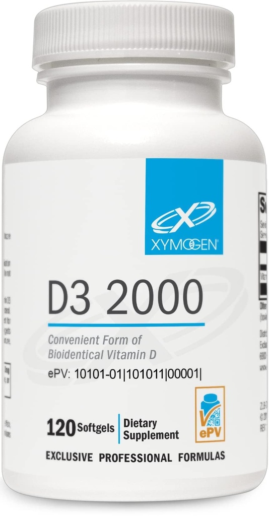 XYMOGEN D3 2000 - Bio available Vitamin D3 2000 IU (50 mcg) - Immune Bone & Heart Health Support için Yüksek Güç Vitamini - 120 Softgels