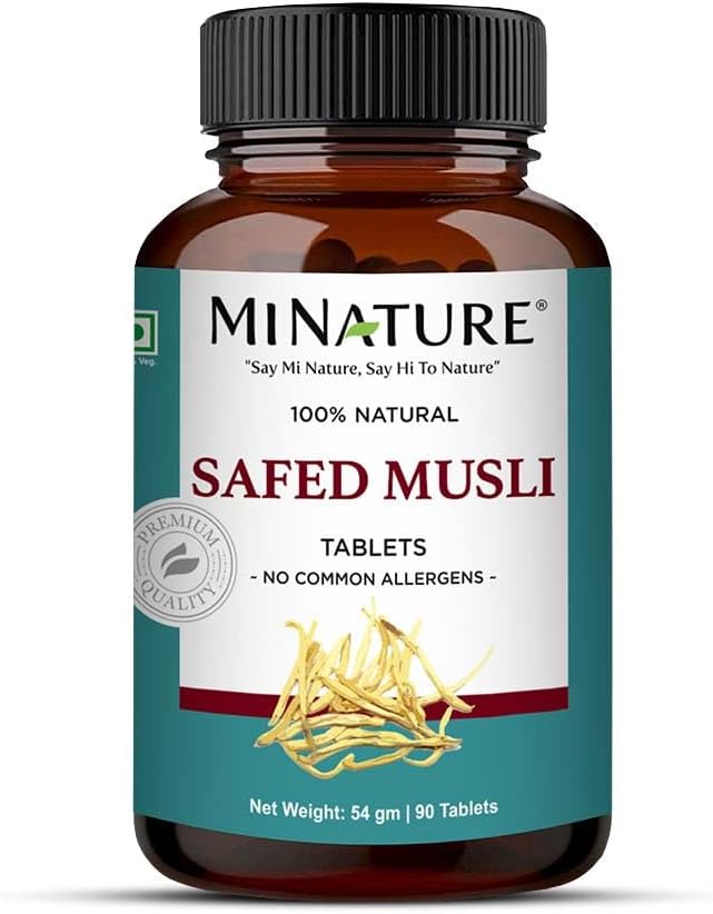 Güvenli Musli Tabletler Doğa tarafından | Pure & Natural herb | Kimyasal & Preservative| Plant Based Gluten Free |90 Tablet, 45 Days Supply 1000 mg