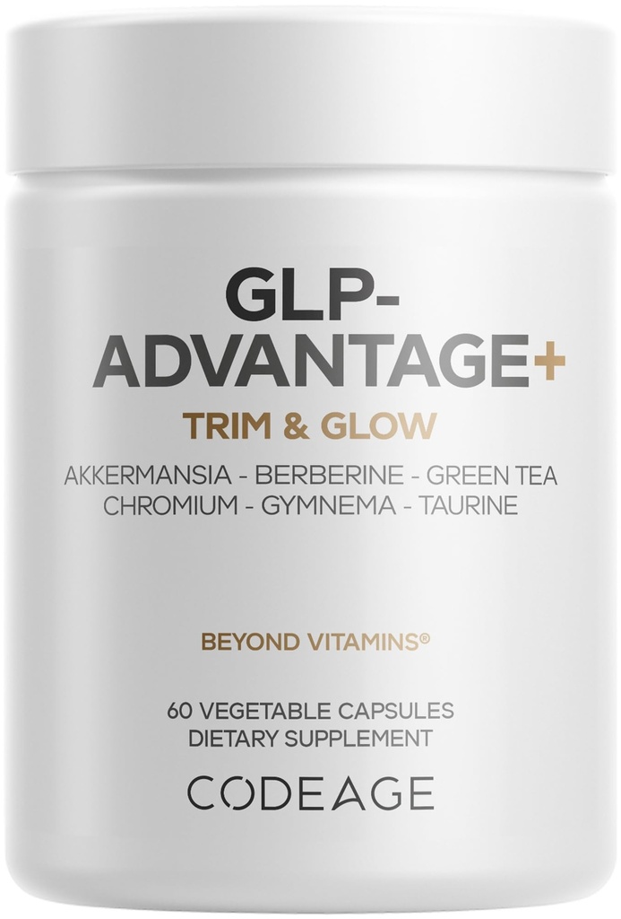 Kodage GLP-Advantage+ Supplement - Metabolic & GLP-1 Activity Support - Kromium, Berberine, Green Tea, Gymnema, Curcumin, Taurine, Resveratrol - Kilo Management & Gut Health, Non-GMO - 60 Capsules