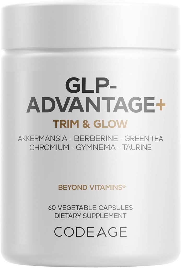 Kodage GLP-Advantage+ Supplement - Metabolic & GLP-1 Activity Support - Kromium, Berberine, Green Tea, Gymnema, Curcumin, Taurine, Resveratrol - Kilo Management & Gut Health, Non-GMO - 60 Capsules