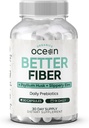 Organiks Ocean Better Fiber - Daily Fiber Supplement - Soften Stool for Effortless Bowel Hareketler - Psyllium Hulk ve Terpery Elm - 90 Capsules