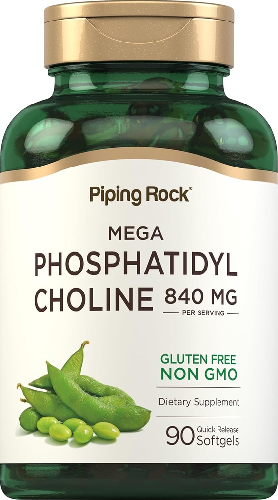 Piping Rock Phosphatidyl Choline Supplement | 840 mg | 90 Softgels | Soy Lecithin | Non-GMO, Gluten Free