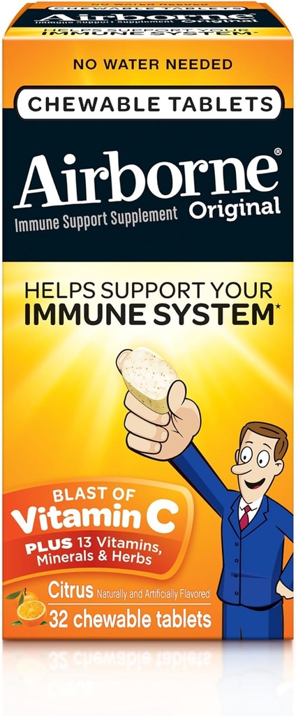 Çinko ile 1000 mg C Chewable Tabletler, Immune Support Supplement with Powerful Antioksis A C & E - 32 Chewable Tabletler, Citrus Flavor