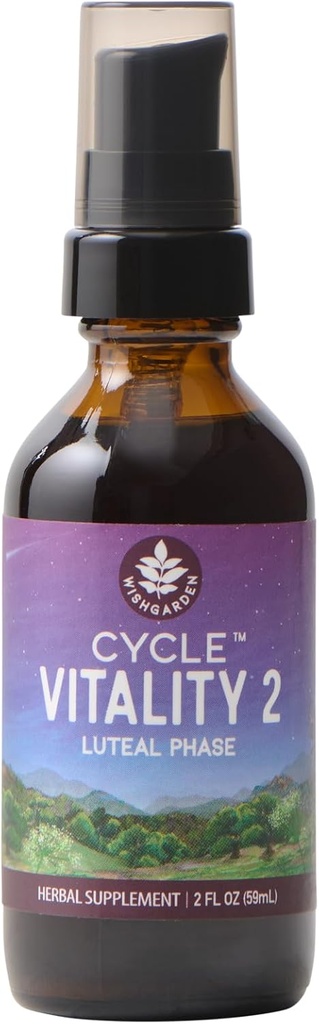 WishGarden Herbs Cycle Vitality 2 Luteal Phase - Plant-based Progesterone Supplement with Wild Yam & Vitex Chasteberry Supports Υγιείς Εμμηνορροϊκοί Κύκλοι, Γονιμότητα & Υγιεινή Προγεστερόνη Επίπεδα, 2oz