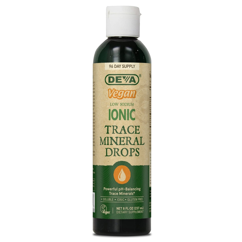 DEVA Vegan Ionic Trace Mineral Drops, Low sodyum, pH Balancing, 96-Day Supply, 8 Fl Oz