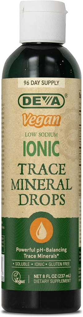 DEVA Vegan Ionic Trace Mineral Drops, Low sodyum, pH Balancing, 96-Day Supply, 8 Fl Oz