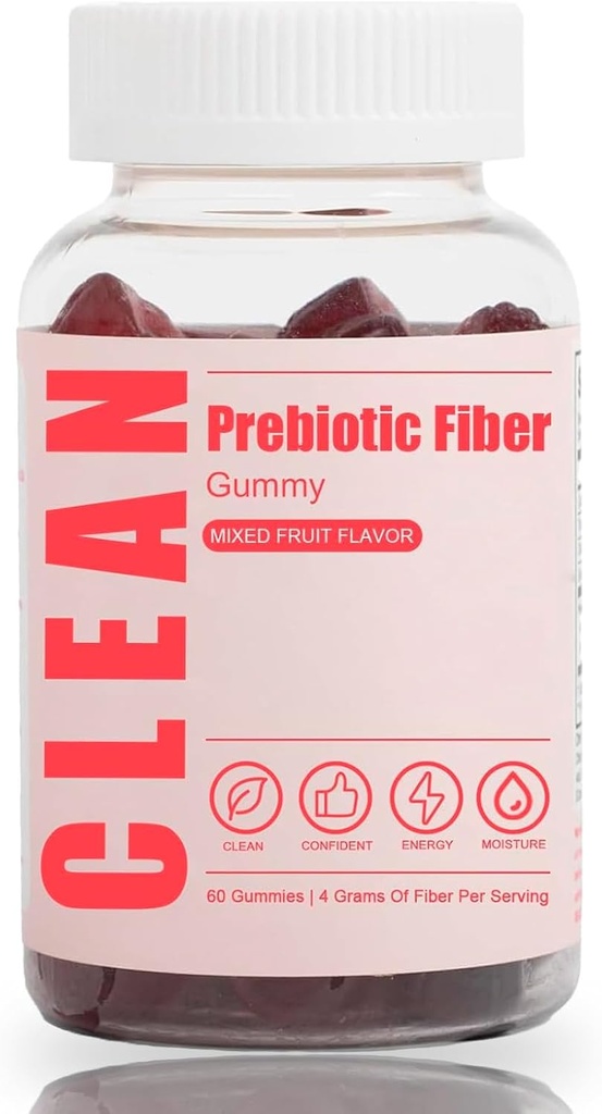 Clean Prebiotic Fiber Gummy, Clean Fiber Gummies, Prebiotic Fiber Gummy για τους άνδρες, Prebiotic Fiber συμπλήρωμα Βιολογικό για Digestive Gut Health, 60 Gummies (1pc)